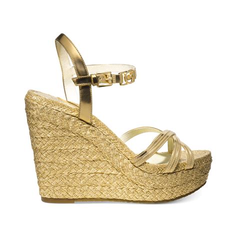 michael kors cicely metallic wedge|Michael Kors Platform Wedge Sandals .